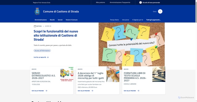 Security scan screenshot of https://www.comune.castionsdistrada.ud.it