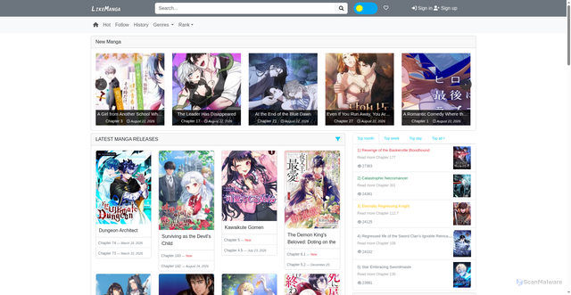 Security scan screenshot of https://likemanga.ink