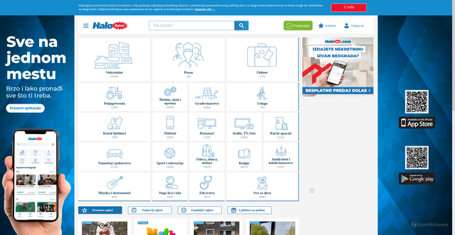Security scan screenshot of https://www.halooglasi.com