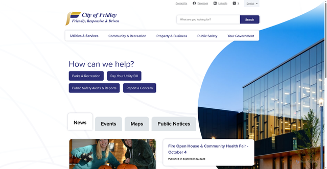 Security scan screenshot of https://www.fridleymn.gov/