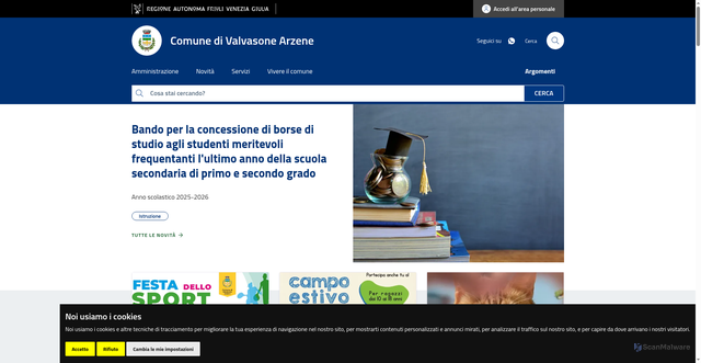 Security scan screenshot of https://www.valvasonearzene.it