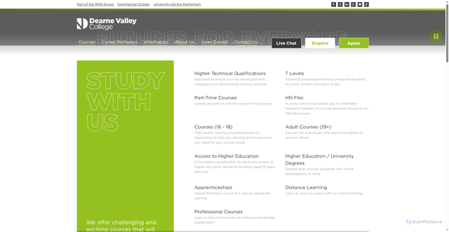 Security scan screenshot of https://www.dearne-coll.ac.uk/