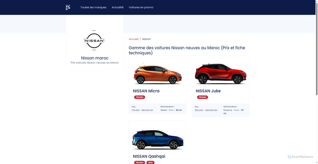 Security scan screenshot of https://voituregatsby.pages.dev/nissan/
