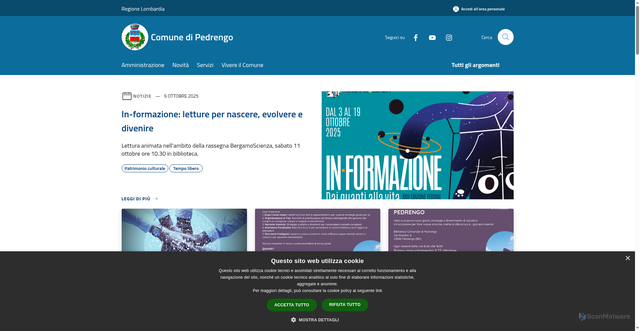 Security scan screenshot of https://www.comune.pedrengo.bg.it/it