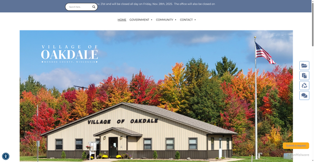 Security scan screenshot of https://villageofoakdalewi.gov/