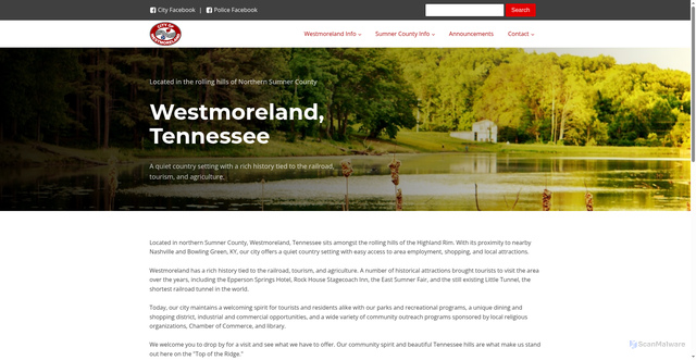 Security scan screenshot of https://westmorelandtn.gov/