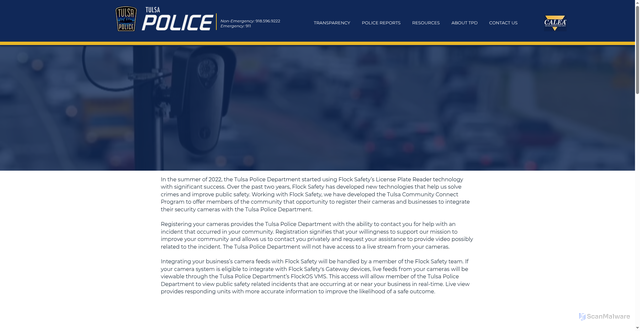 Security scan screenshot of https://www.tulsapolice.org/flock-safety