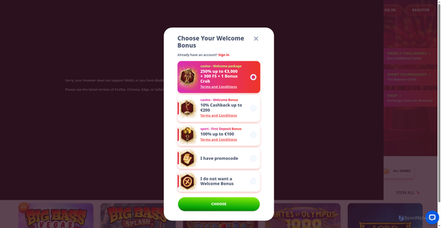 Security scan screenshot of https://casinoinfinity.link/hff9627b9?visit_id=vtljuv2sa5