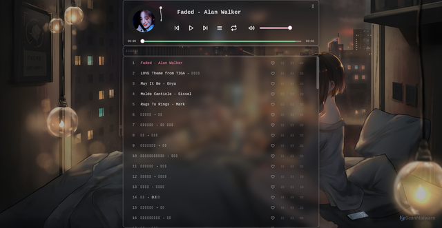 Security scan screenshot of https://music-u87jsa3phn.edgeone.app/