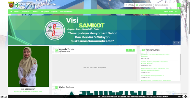 Security scan screenshot of https://pkm-samarinda-kota.samarindakota.go.id