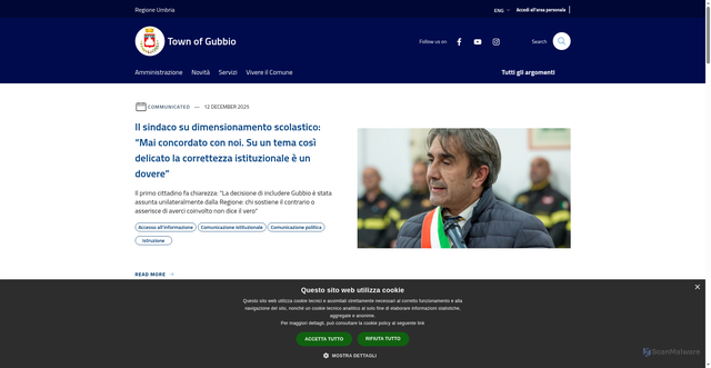 Security scan screenshot of https://www.comune.gubbio.pg.it/it