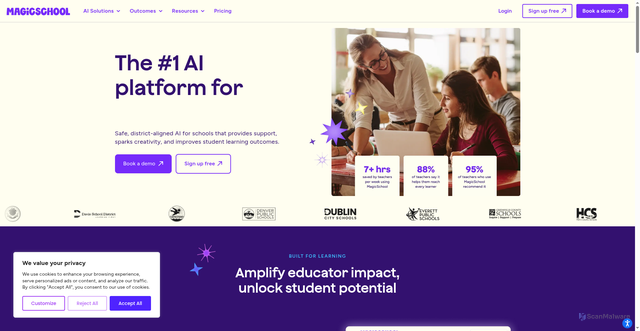 Security scan screenshot of https://www.magicschool.ai/
