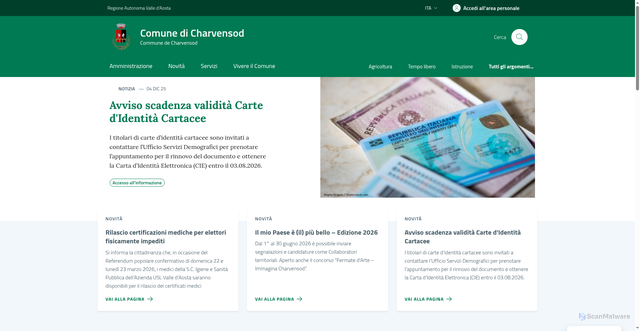 Security scan screenshot of https://www.comune.charvensod.ao.it