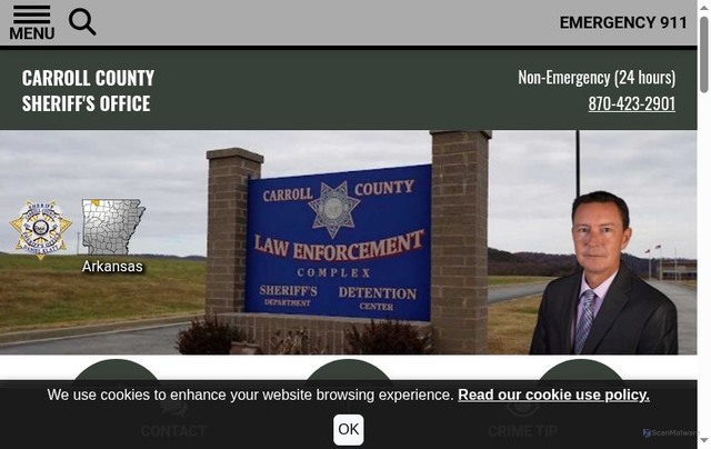 Security scan screenshot of https://www.carrollcountysheriffar.gov/