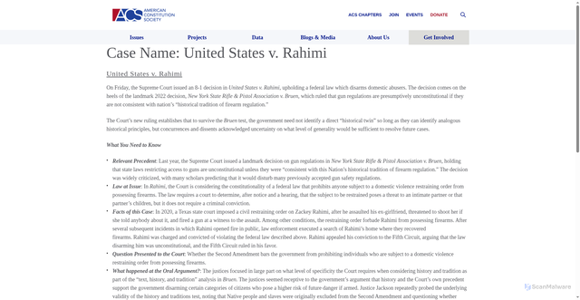 Security scan screenshot of https://www.acslaw.org/case_name/united-states-v-rahimi/