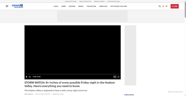 Security scan screenshot of https://westchester.news12.com/storm-watch-snow-and-a-wintry-mix-expected-to-disrupt-travel-tuesday