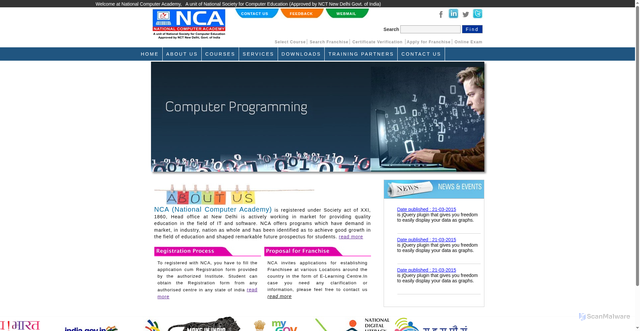Security scan screenshot of https://www.nca.ac.in