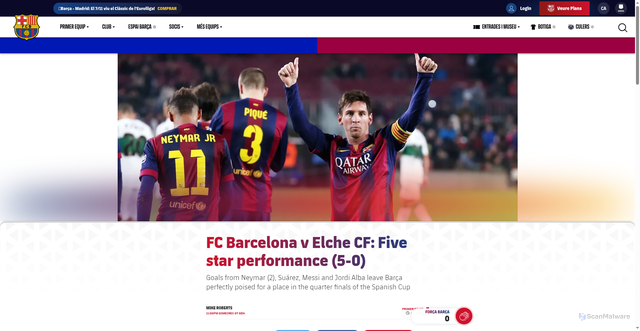 Security scan screenshot of https://www.fcbarcelona.cat/ca/noticies/1104134/fc-barcelona-v-elche-cf-five-star-performance-5-0
