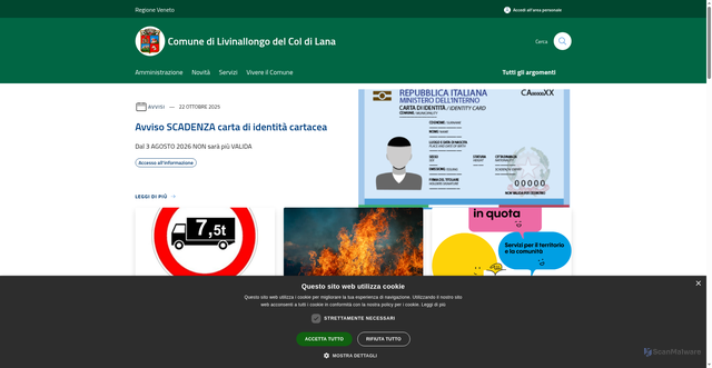Security scan screenshot of https://www.comune.livinallongo.bl.it/it