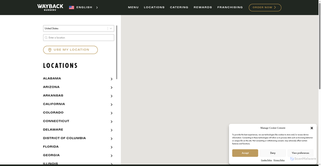 Security scan screenshot of https://waybackburgers.com/locations/