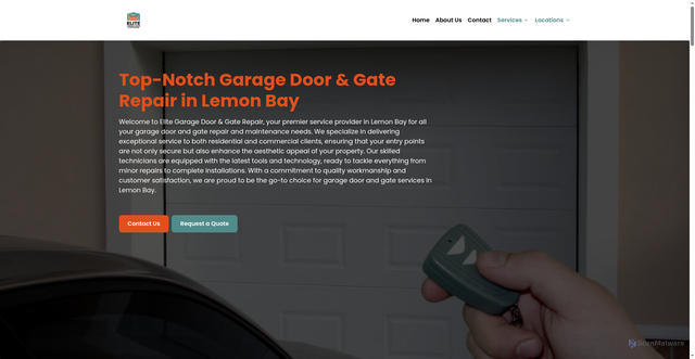 Security scan screenshot of https://elite-garage-door--gate-repair.pages.dev/lemon-bay