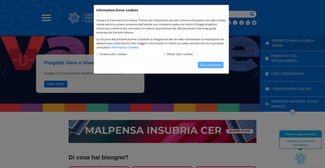 Security scan screenshot of https://www.va.camcom.it/