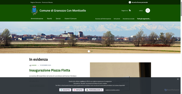 Security scan screenshot of https://www.comune.granozzoconmonticello.no.it/it-it/home