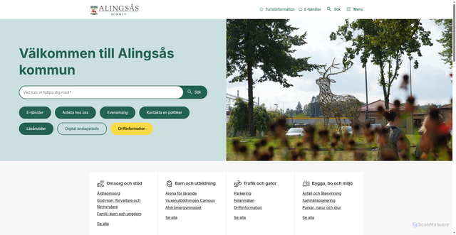 Security scan screenshot of https://www.alingsas.se/
