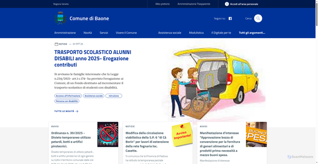 Security scan screenshot of https://www.comune.baone.pd.it/