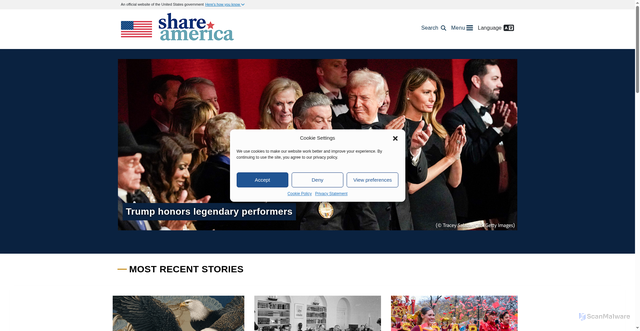 Security scan screenshot of https://share.america.gov/