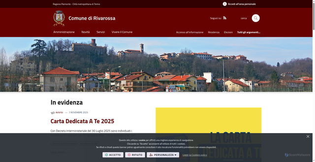 Security scan screenshot of https://www.comune.rivarossa.to.it/it-it/home