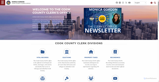 Security scan screenshot of https://www.cookcountyclerkil.gov/