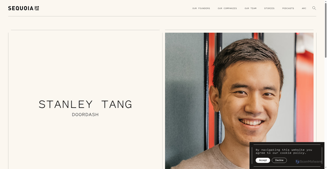 Security scan screenshot of https://sequoiacap.com/founder/stanley-tang