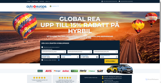 Security scan screenshot of https://autoeurope.se