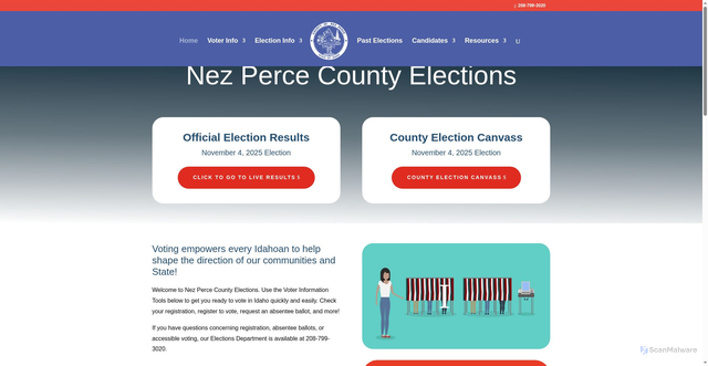 Security scan screenshot of https://nezpercecountyelections.gov/