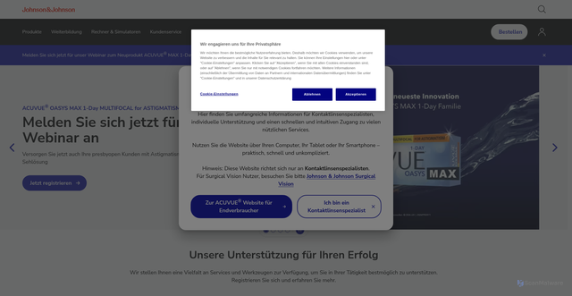 Security scan screenshot of https://www.jnjvisionpro.com
