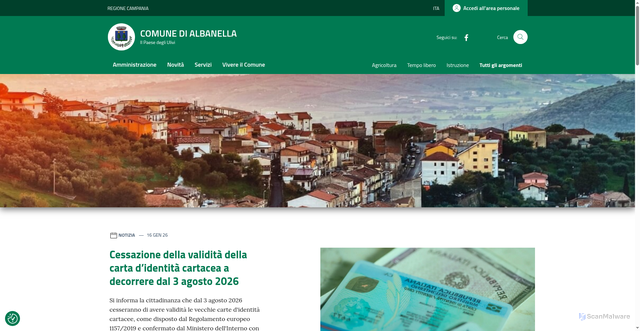 Security scan screenshot of https://www.comune.albanella.sa.it