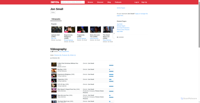 Security scan screenshot of https://imvdb.com/n/jon-small