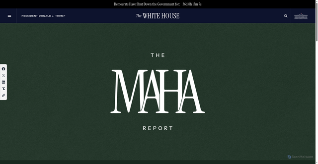 Security scan screenshot of https://www.whitehouse.gov/maha/