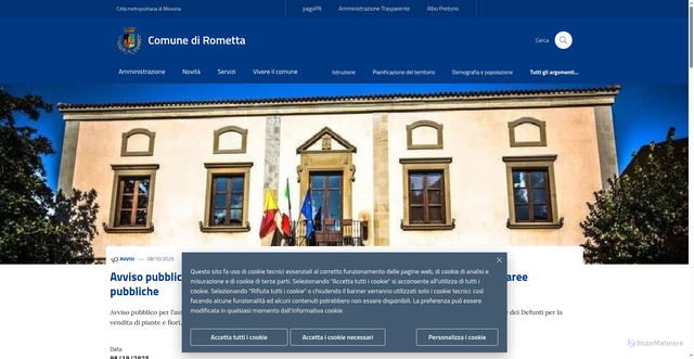 Security scan screenshot of https://www.comune.rometta.me.it/