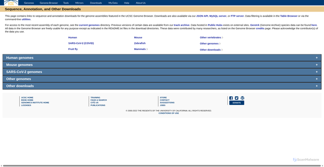 Security scan screenshot of https://hgdownload.soe.ucsc.edu