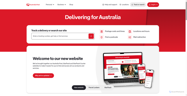 Security scan screenshot of https://auspost.com.au