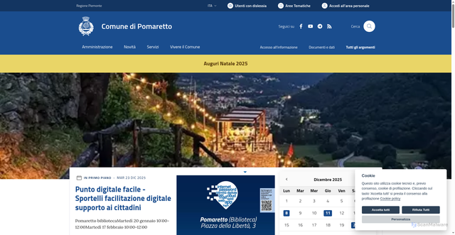 Security scan screenshot of https://www.comune.pomaretto.to.it/