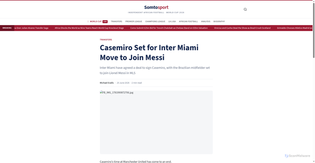 Security scan screenshot of https://somtosport.com/casemiro-set-for-inter-miami-move-to-join-messi
