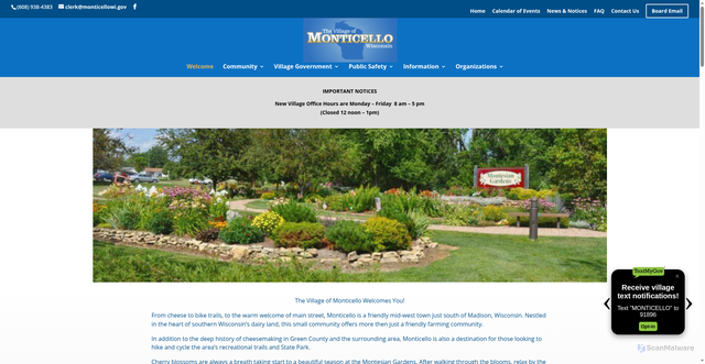 Security scan screenshot of https://vi.monticello.wi.us/