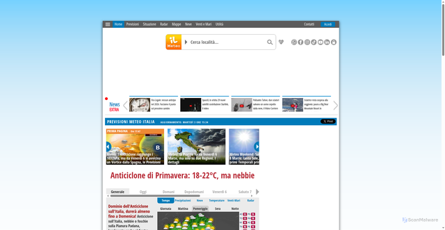 Security scan screenshot of https://www.ilmeteo.it