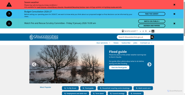 Security scan screenshot of https://www.gloucestershire.gov.uk/