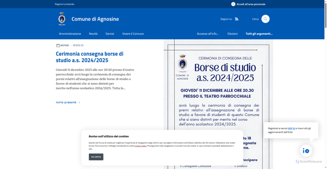 Security scan screenshot of https://www.comune.agnosine.bs.it/