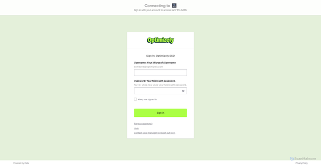 Security scan screenshot of https://optimizely.jamfcloud.com