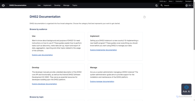 Security scan screenshot of https://docs.dhis2.org